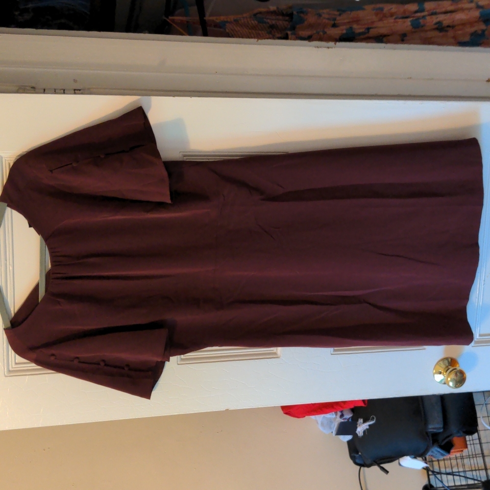 LAST CHANCE BEFORE DONATION Silky Oxblood Fit and Flare Midi Dress Office Ready